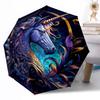 Floral Celestial Unicorn Art Outdoor Automatic Umbrella Retractable Design with 8-Rib Durability Lightweight Perfect Gift for Friends Family