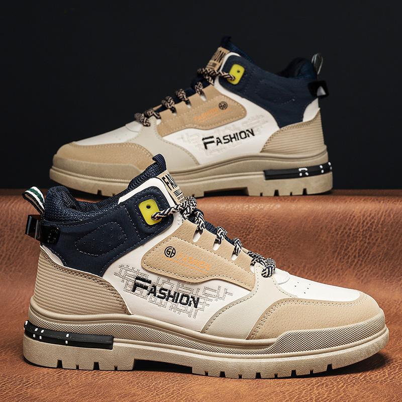 2024 Mens High Top Sneakers Casual Autumn Soft Sole Walking Shoes Designer Fashion Safety Work Shoes Comfortable Platform Boots