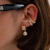 IngeSight.Z 2026 New Style 18K Gold Plated Zircon Stud Earring Women Trendy Stainless Steel C-shape Drop Earring Luxury Jewelry