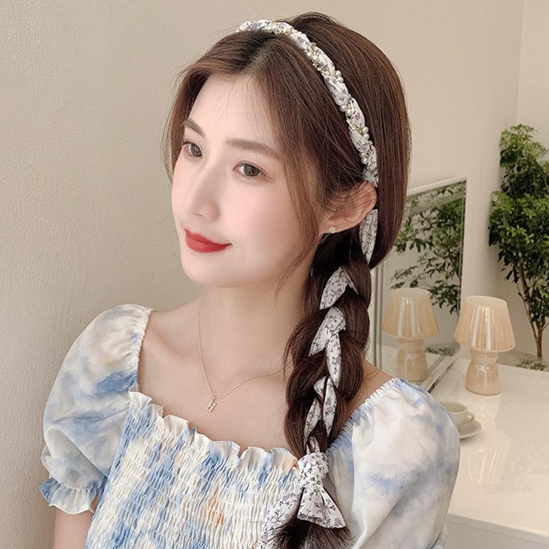 Headband With Lace Silk Scarf Cute Hairband For Girls Korean Hair Accessories Bow Headband