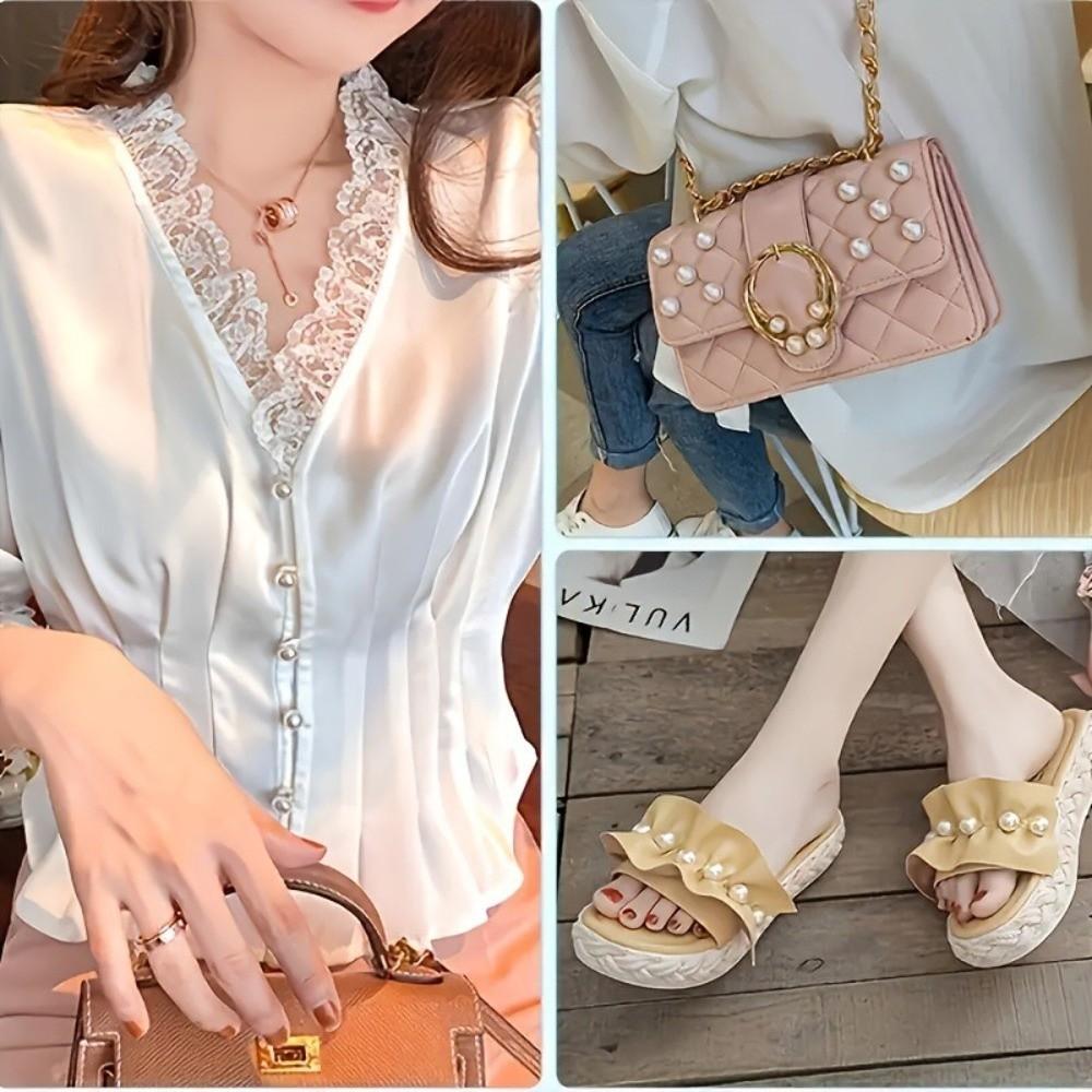 10pcs Imitation Pearl Pearl Button Pins Fixed Pin Button Brooch Pins  For Clothes Decor