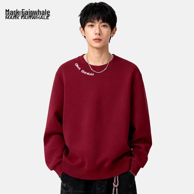 Mark Fairwhale Men s Letter Print Heavyweight Loose Fit Crewneck Sweatshirt 4XL