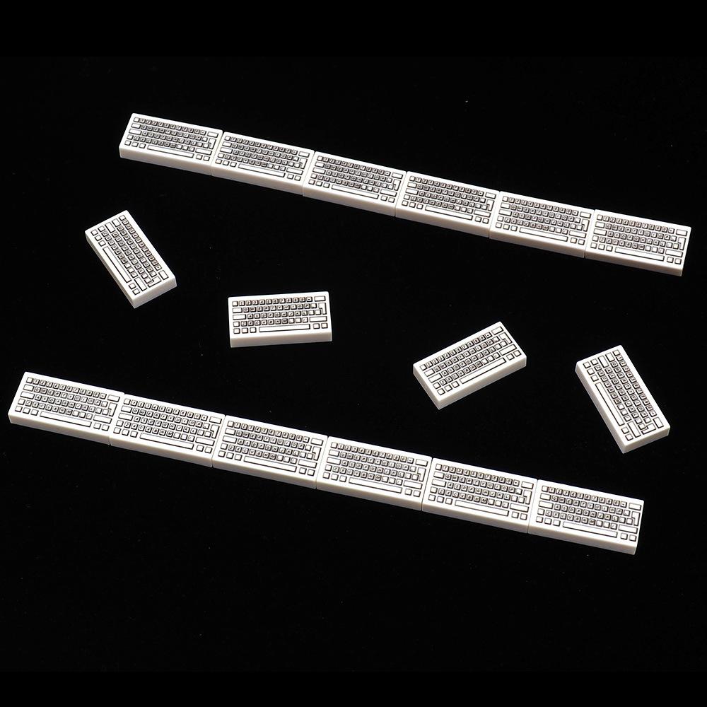 MOC 10PCS Printed 3069 1x2 Keyboard Pattern Building Blocks Computer Accessories Bricks Particle Toy Children Birthday Xmas Gift