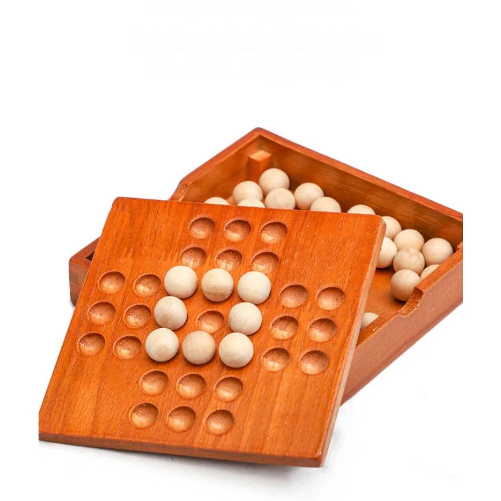 1Set Europe Board Game Single Chess Peg Solitaire Diamond Move Independently Cognitive Ability Toy Classical Educational Toys