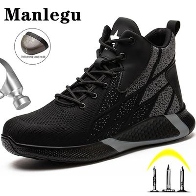Botas de seguridad con punta de acero para hombre, zapatos de trabajo de invierno, botas de trabajo ligeras a prueba de pinchazos, zapatos de seguridad para hombre y mujer, botas indestructibles de otoño, caña alta