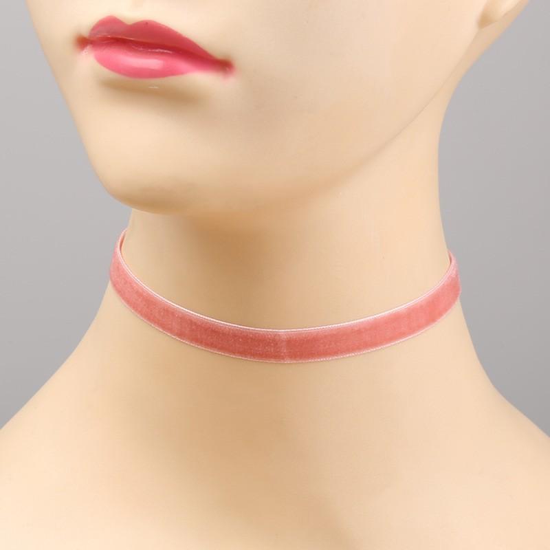

European Gothic Minimalist Necklace With Colorful Velvet, 1cm Long. One Size