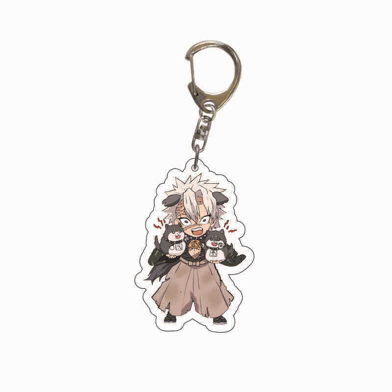Demon Slayer Anime Acrylic Transparent Keychain Cute Accessories Food Theme Pendant Charm Decor Gift Fans Collection for Carry Mini Lightweight