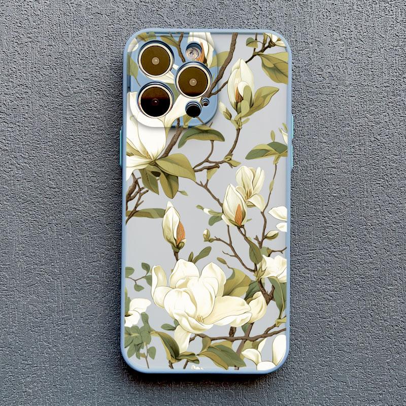 Magnolia Flower Phone Case For iPhone 17 16 15 14 Plus Pro Max 13 12 11 Pro Max Mini X XR XS 16 15 Plus Shockproof Back Covers
