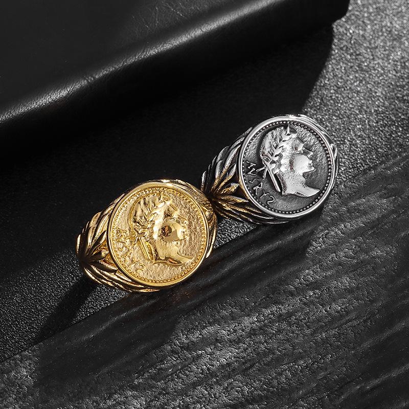 European and American Style Roman Empire Caesar The Great, Ring Retro Electroplating Coin Casting, Portrait Ring 2026