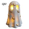 Halloween Resin Decoration Ghost Decoration, Cute Light Up Figurine, Spooky Decorative Table Lamp Statue with LED for Shelf Mantel Indoor Home