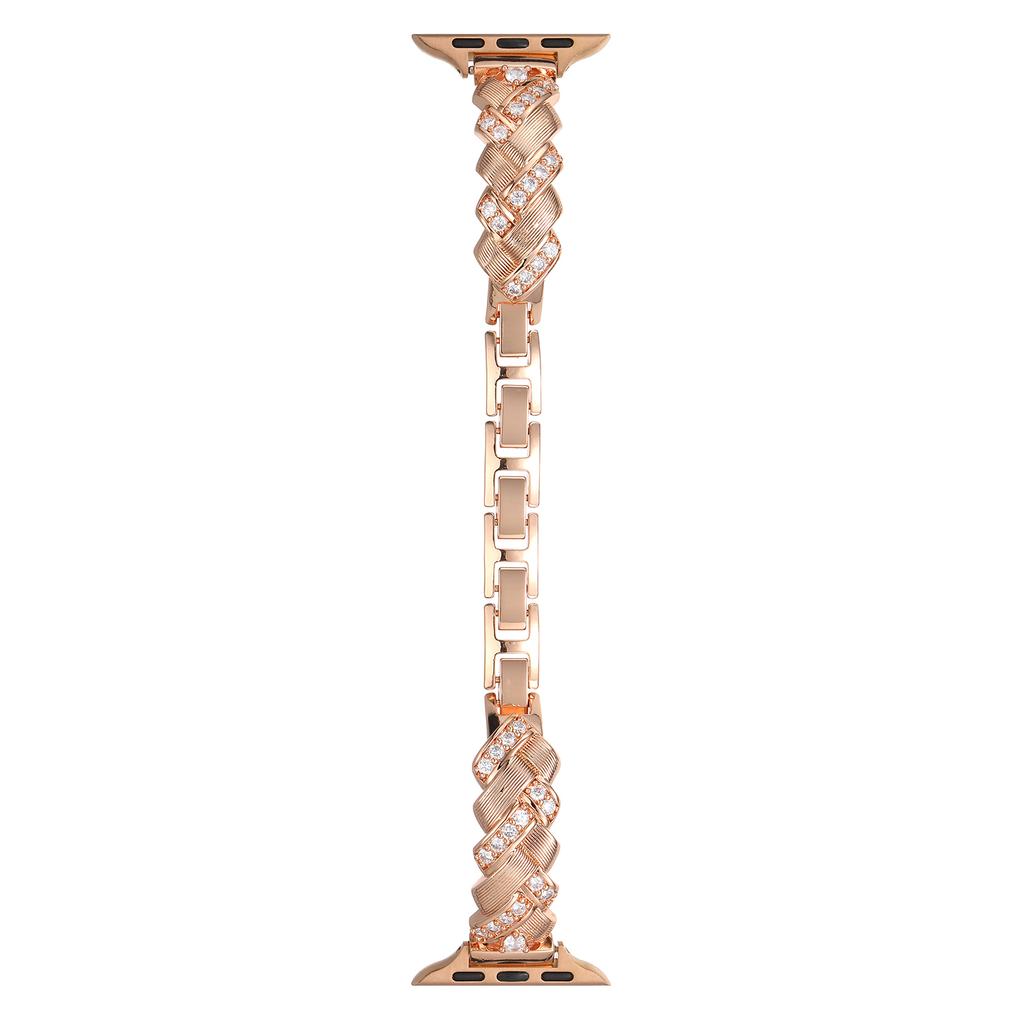 Měděný řemínek k hodinkám pro Apple Watch Series 10 Ultra 9 8 7 SE 6 5 4 3 2 1 46mm 49mm 45mm 44mm 42mm Náramek s kubickými zirkony ve tvaru klasu