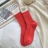 Cotton Knitting Women Socks Fashion Harajuku Retro Lady Girls Plush Thick Long Socks Autumn Winter Solid Color Casual Keep Warm