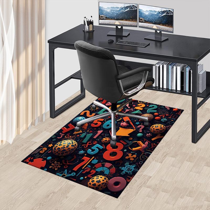 

1pc Colorful Numbers and Shapes Chair Mat - Festive Gift for Office Chairs, Universal Floor Protector for Home Decor, Suitable for All Seasons.P025 60cm by 90cm
