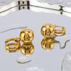 Round Drop Hoop Earrings For Women Gold Color Stainless Steel Drop Stud
