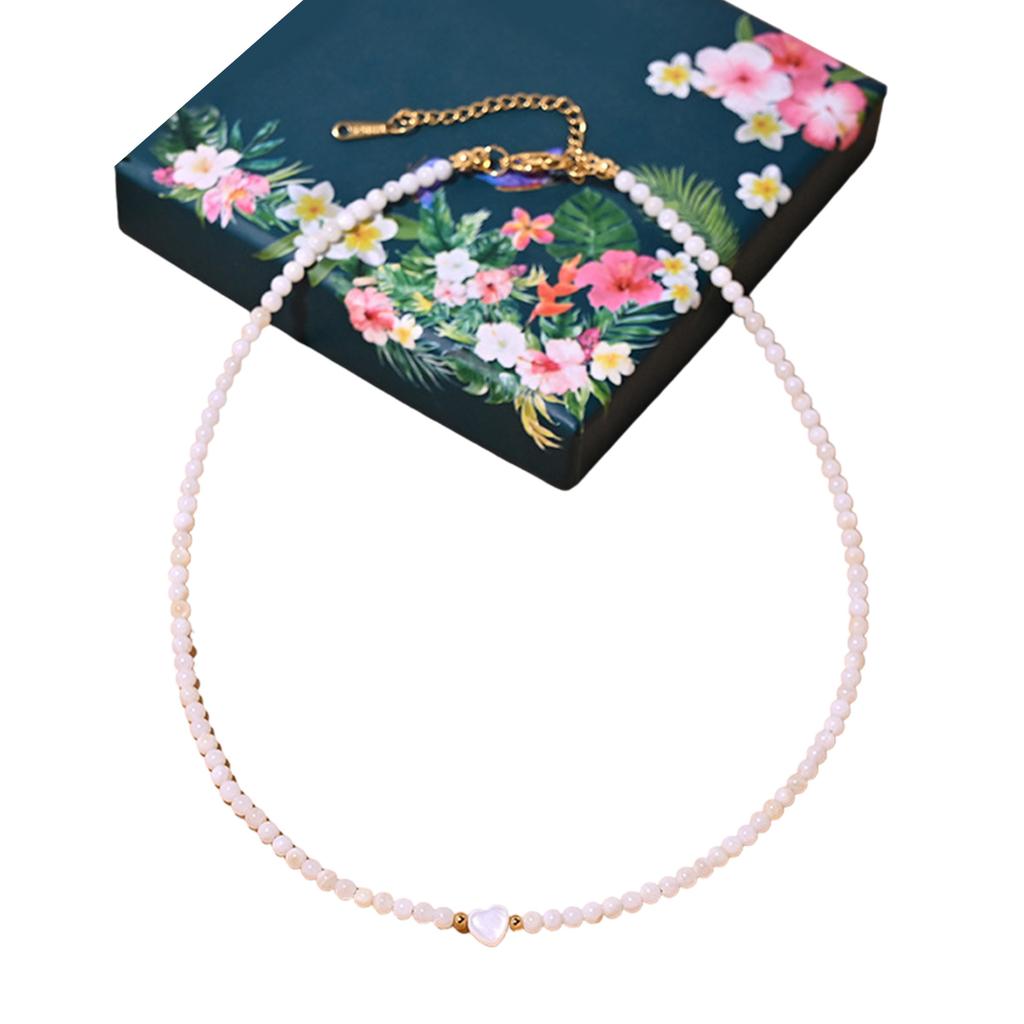 Elegant Heart Shaped Freshwater Shell Necklace Jewelry Accessory for Women Ladies Handmade Stainless Steel Jewelry