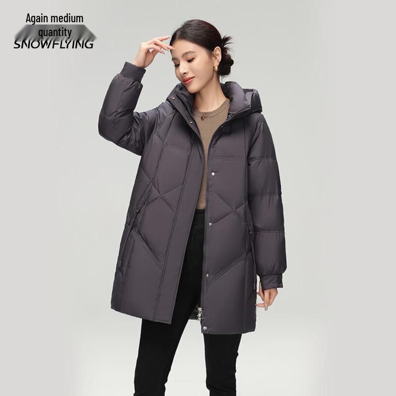 Xuezhongfei Women's Mid-Length Hooded Down Jacket
