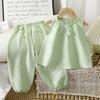 Girl Toddler Sleeveless Long Pants Set Summer Girls Cotton Blend Casual Lounge Wear For Kids