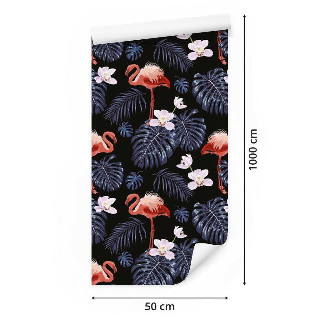 Flamingos Leaves Flowers and Nature Wallpaper for Living Room and Bedroom 50x1000