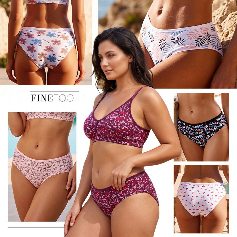 FINETOO 6PCS Seamless Cotton Printing Panties Low Waist Breathable Underpants Spring Autumn XS-XXL Underwear Female Comfortable Lingerie