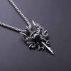 Vintage Dragon Amulet Necklace Double Dragon Sword Crucifix Crystal Pendant Punk Animal Dragon Jewelry Gift for Men Boys