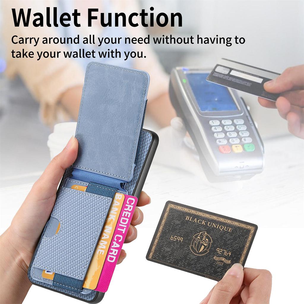 Vertical Cards Solt Wallet Carbon Fibre Case For Xiaomi Redmi Note 13 Pro 12 11 13T POCO X6 X5 Magnetic Stand Bag Pocket Cover