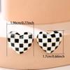 Hot-selling new women's checkerboard small ring earrings retro cold wind simple love stud earrings