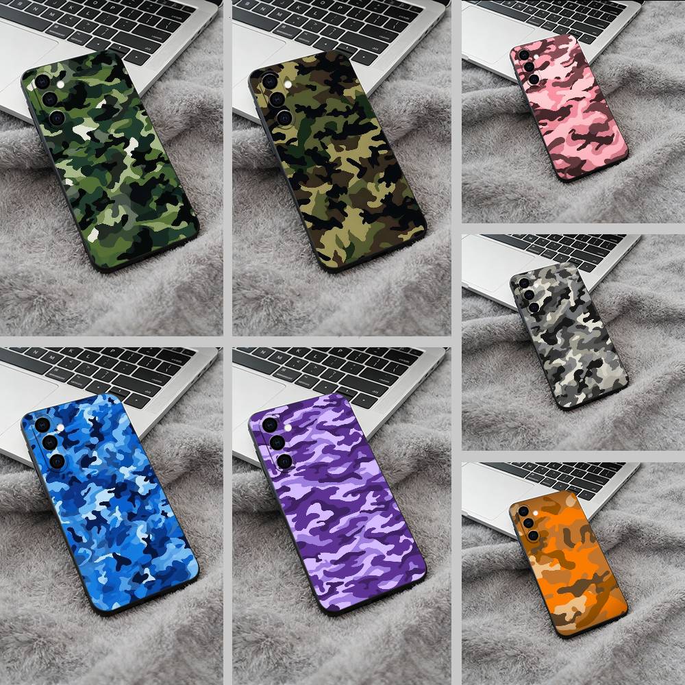 F-Fashion C-Camouflage Pattern Phone Case For Samsung Galaxy A73,A71 A72,A70,A53,A52,A51,Soft Silicone Black Cover
