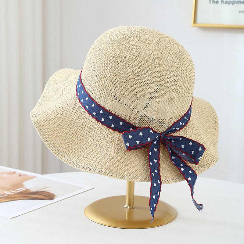 

Women s Trendy Fisherman s Hat Straw Woven Bucket Hat with Wavy Brim Ribbon Ties Fashionable Outdoor Sun Hat 56-58cm бежевий