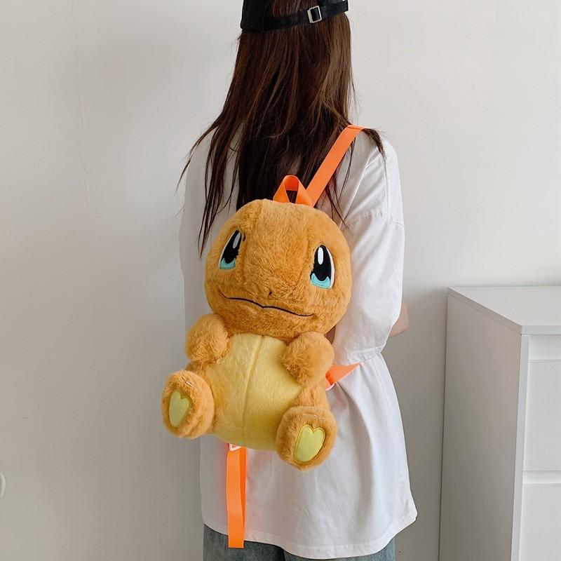 Pikachu Plush Animal Bag For Kids Street Style Soft Material With Zipper Closure For Casual Use