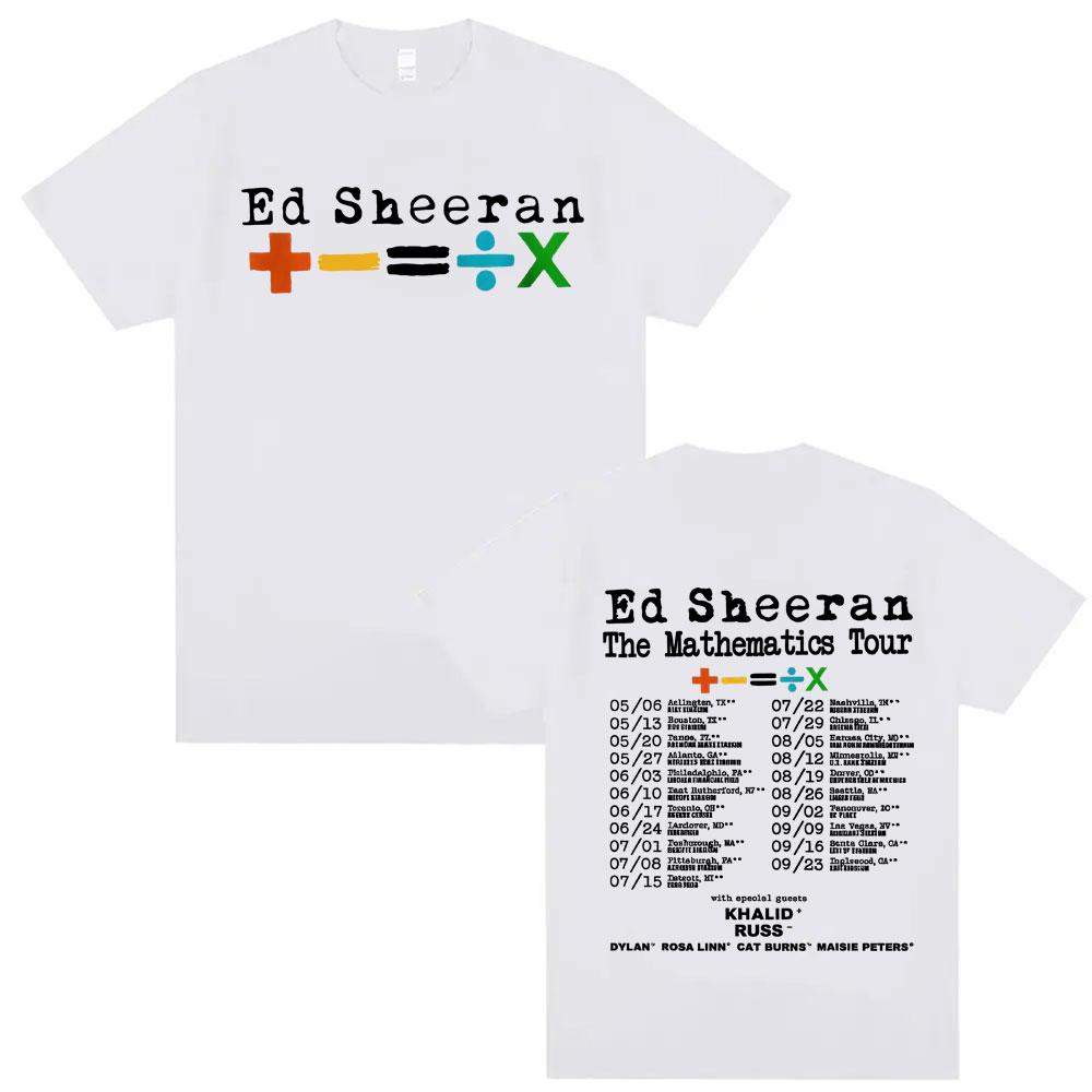 2026 Summer Ed Sheeran Mathematics Tour Graphic Men Women Harajuku Retro 90s Hip Hop 100 Pure Cotton Printed Tshirt