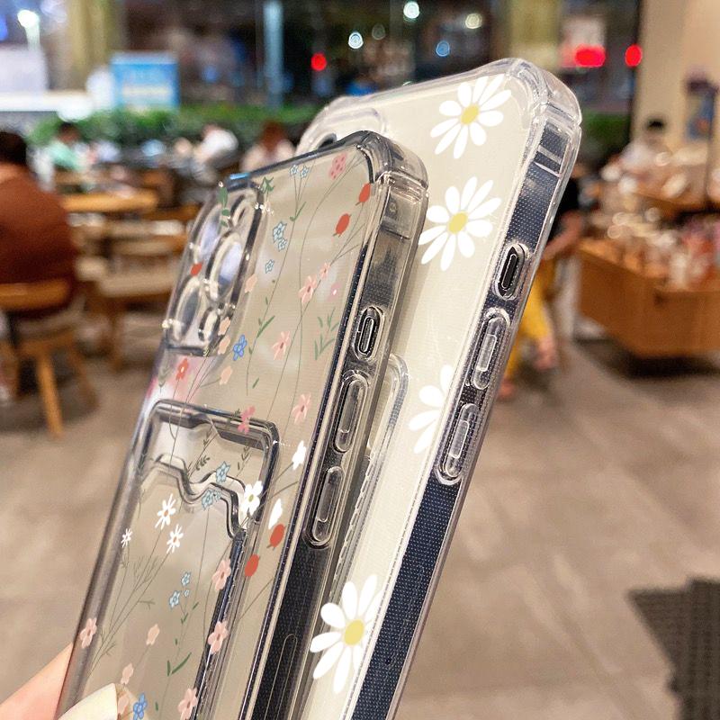 For iPhone 14 Pro Max Case Daisy Flower Clear Phone Case For iPhone 11 12 13 15 16 XS XR X 7 8 Plus Wallet Card Bag Holder Cover