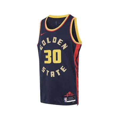 NBA Curry Golden State Warriors Stephen Curry 30 Number Lettering Comfortable Sports Basketball Jersey Men Jersey Dark-Blue FQ4342-422