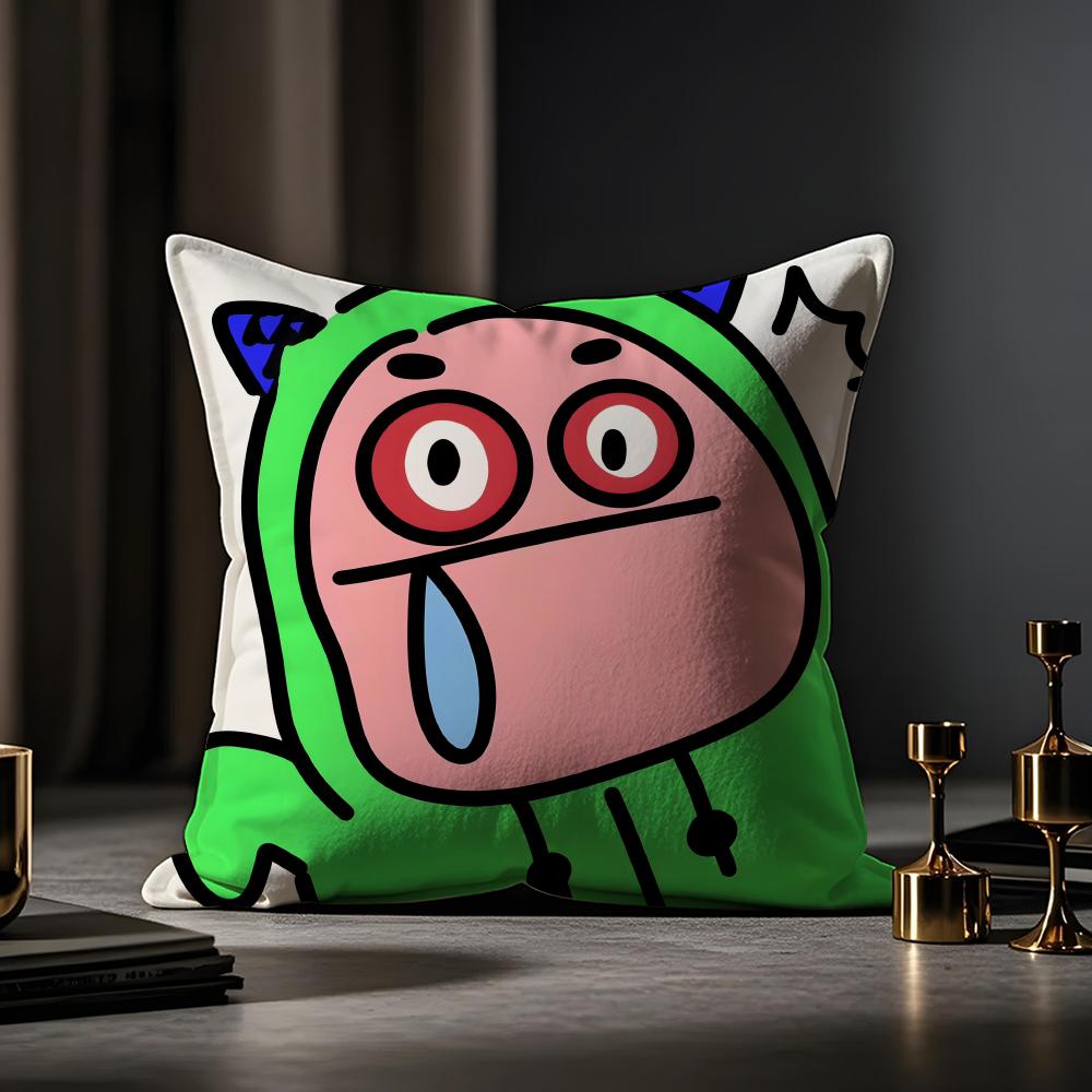 Weird Expression Doodle Cushion Cover Anti-dustmite Pillowcase Invisible Zipper Silky Short Plush Sofa Cushion Cover