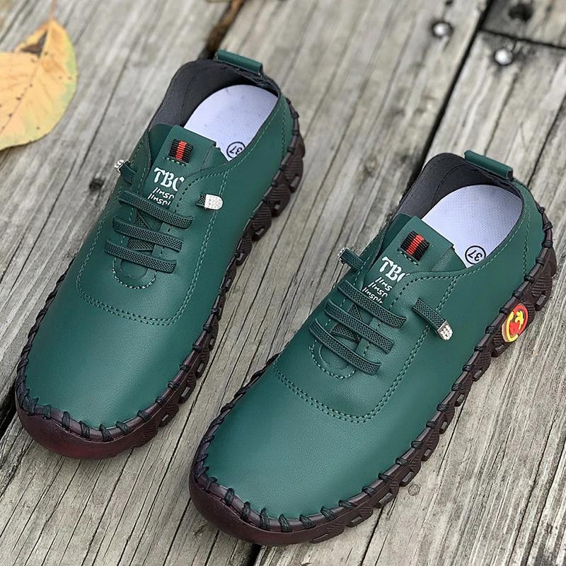 Sneakers Women Shoes Loafers Lace Up Leather Flat New Spring 2025 Casual Comfortable Mom Shoe Work Mujer Zapatos Chaussure Femme