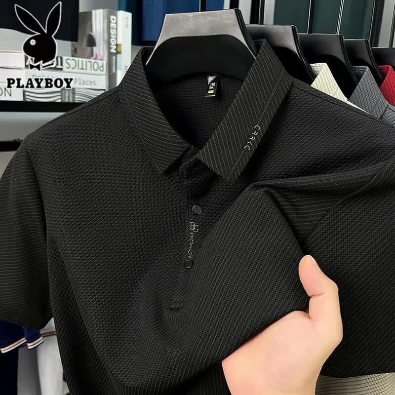 PLAYBOY Men's Seamless Ice Silk Polo Shirt