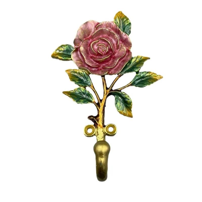 Dekorativní nástěnný věšák ve tvaru vintage květiny, Hák na zavěšení oblečení, kabátů, ručníků, klíčů, klobouků, Kovový nástěnný hák