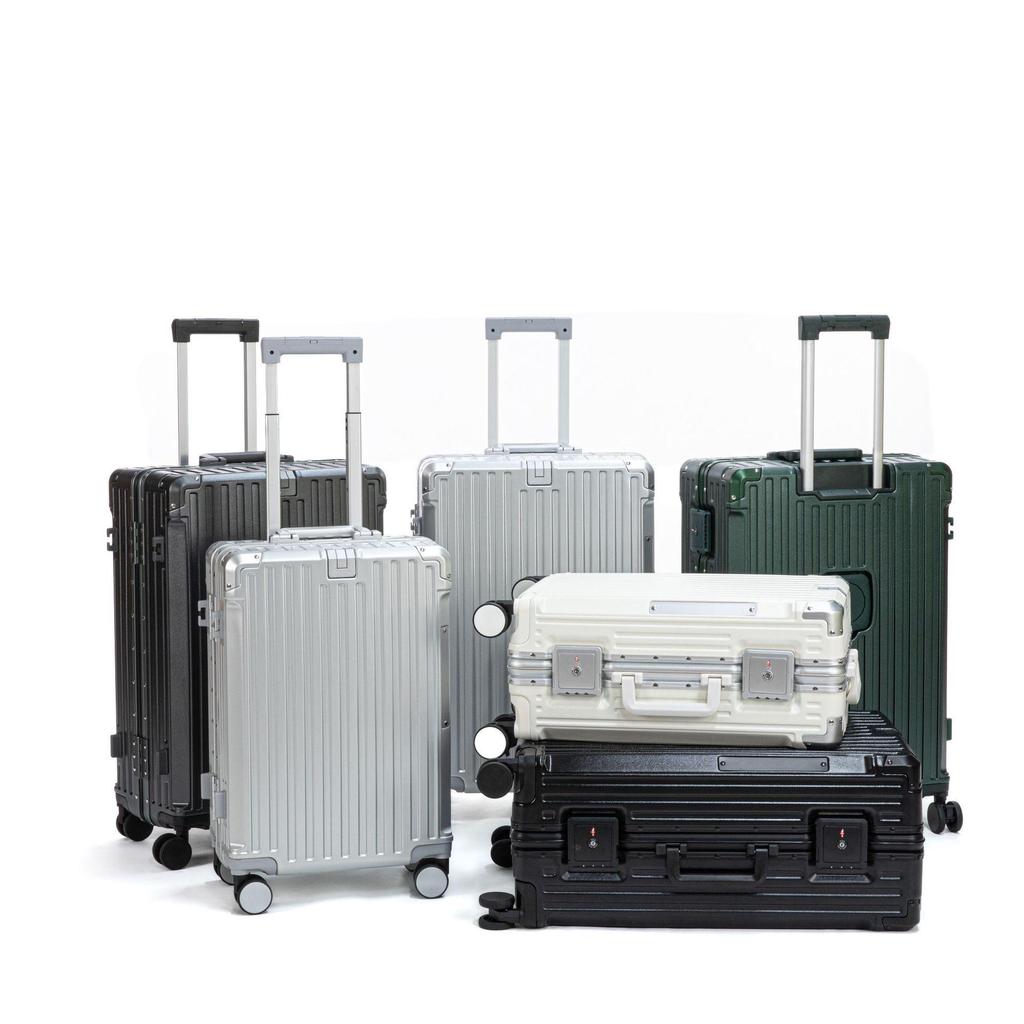 24" Aluminum Frame Luggage: Silent Zipper Trolley with Combination Lock, Universal Wheels, Wear-Resistant