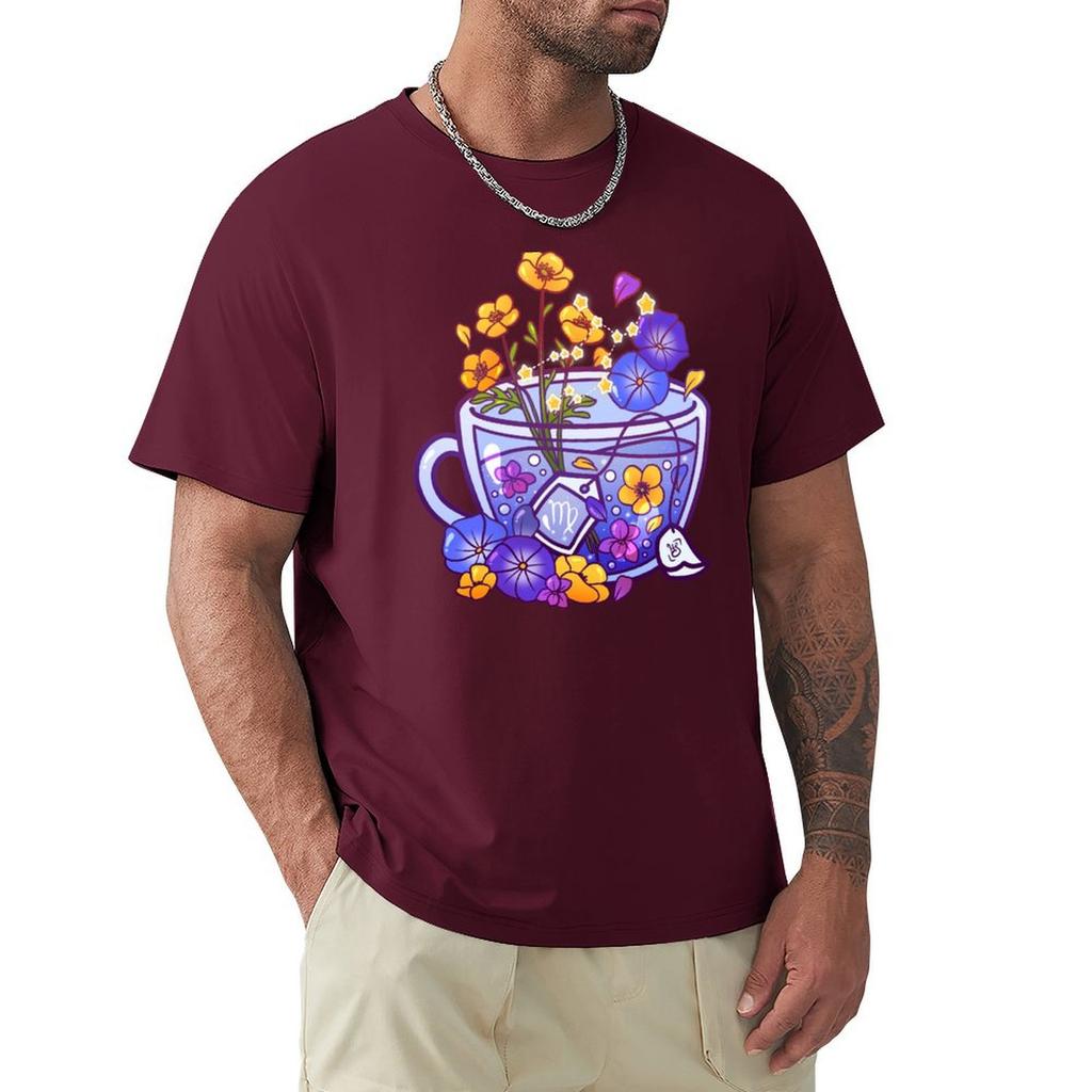 Virgo Zodiac Teacup T-Shirt Graphic Tee Shirt Blacks Anime Stuff Cheap Stuff Graphic T Shirts Men