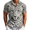 2026 Men's Beast Wolf Tiger Leopard Collar Short Sleeve Shirt Vintage Casual Short Sleeve