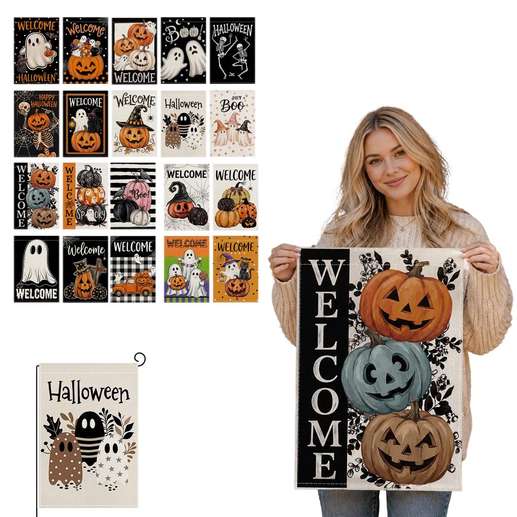 Halloween Garden Flag with Leaf Print for Fall Outdoor Decor