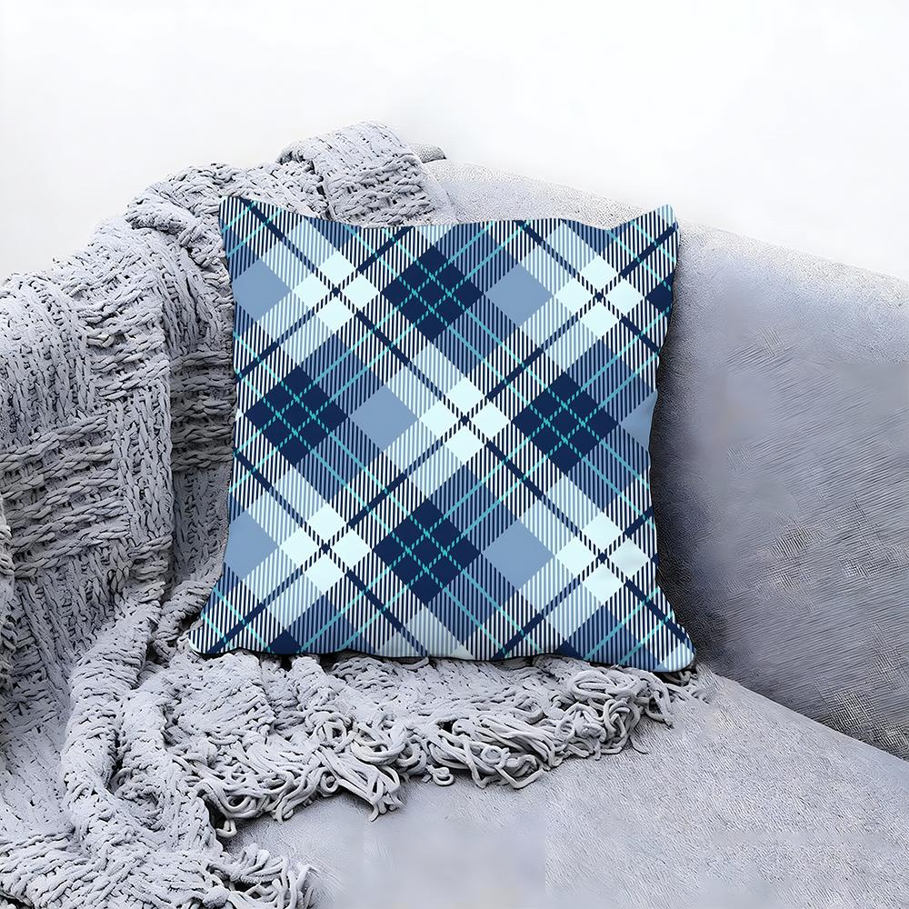 Classic Plaid Pattern Cushion Cover Premium Comfort Reversible Pillow Cove Two In One Design for Any Room Car Interior