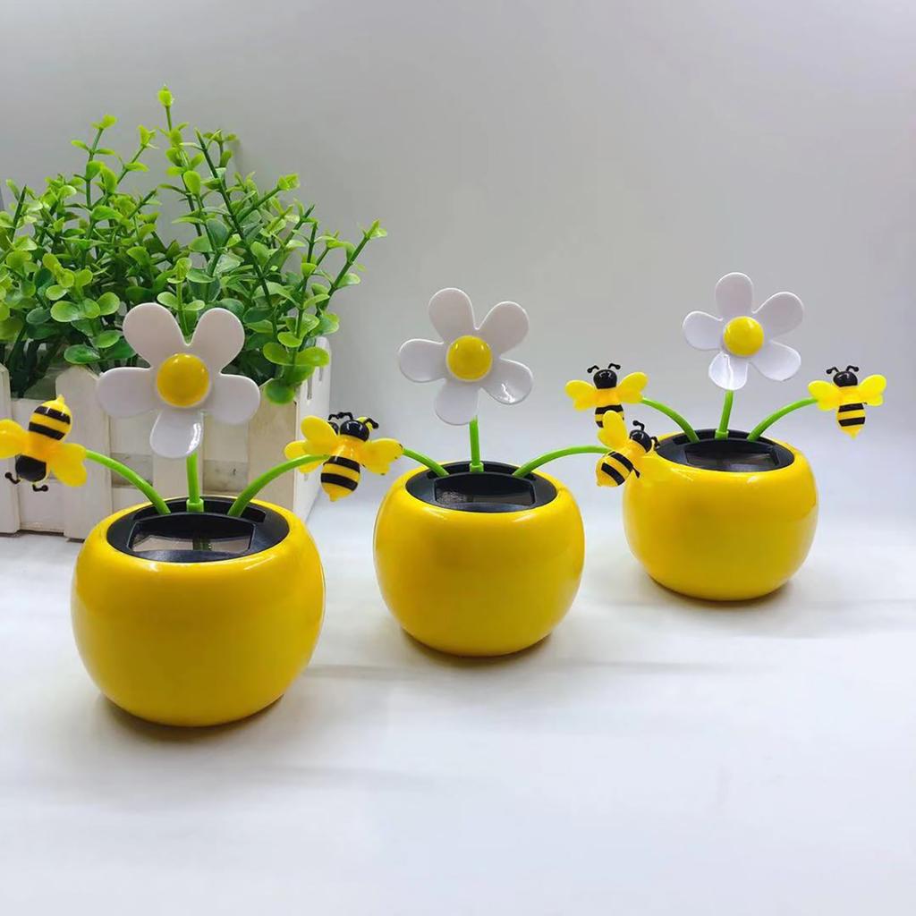 Solar Automatic Swing Sun Flower, Car Balcony Decoration, Bee Car Interior Decor