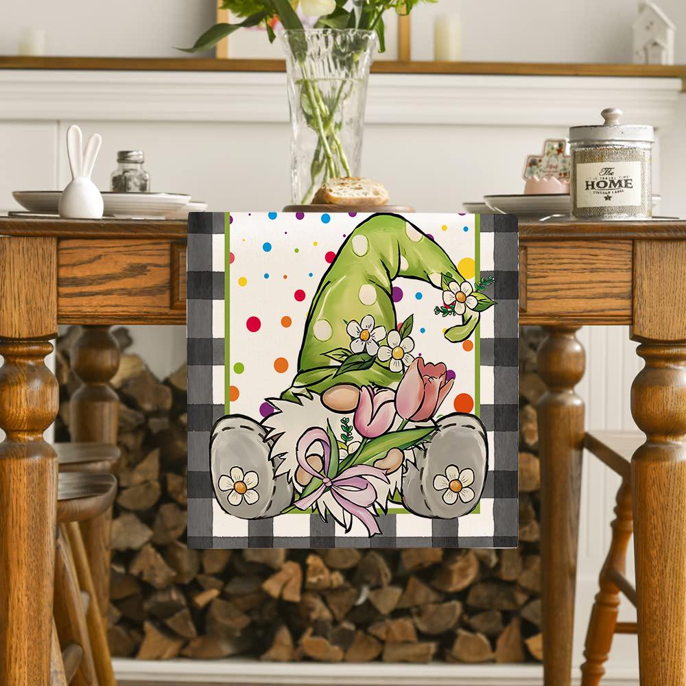 Hydrangea Butterfly Linen Table Runner - Colorful Floral Decor for Kitchen, Dining, or Party