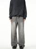 Spring new retro deconstruction gray washed micro-pull jeans men's and women's American gray loose large-size pants