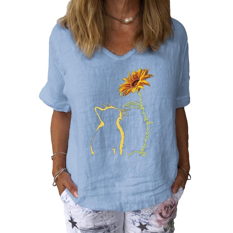 JPNTKY Women's Fashion Casual Short Sleeve V-Neck Blouses & Shirts