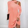 Women's One Shoulder Chain Detail Long Sleeve Dress
