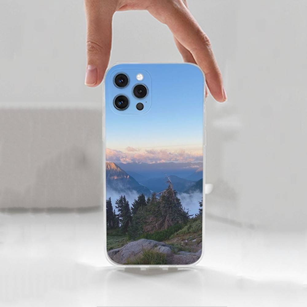 Travel Mountain  For iPhone 12,Mini,16,X,17,Plus,11,Max,13,XR,15,Pro,14,SE,XS,Transparent Soft Cover Case
