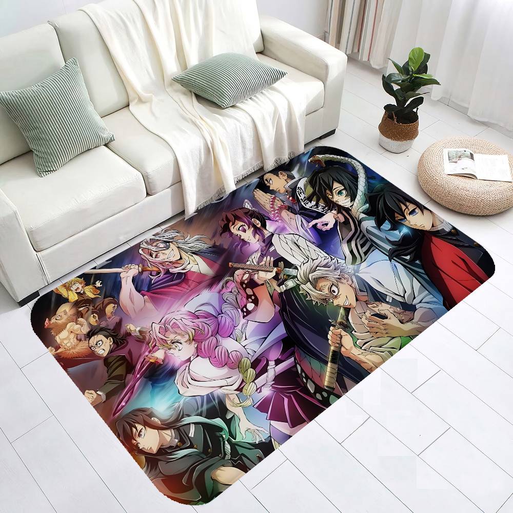 Demon Slayer Entrance Door Mat Rectangle Anti-slip Home Soft Badmat Front Door Indoor Outdoor Mat Toilet Rug