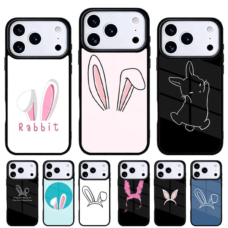 Bunny Rabbit Ears Phone Case for iPhone 17 16 15 14 13 Pro Max Back Cover for 12 11 Pro Coque
