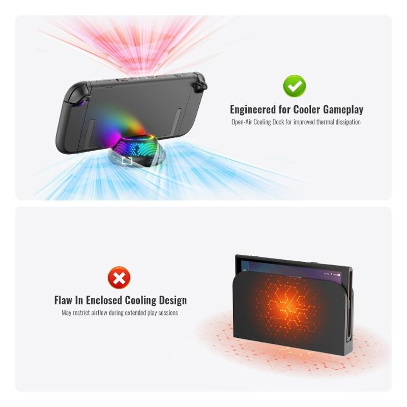 Portable Docking Base Advanced Heat Dissipation Gigabit LED Effect 4K HDTV Port USB Port Gaming Accessory for NS2